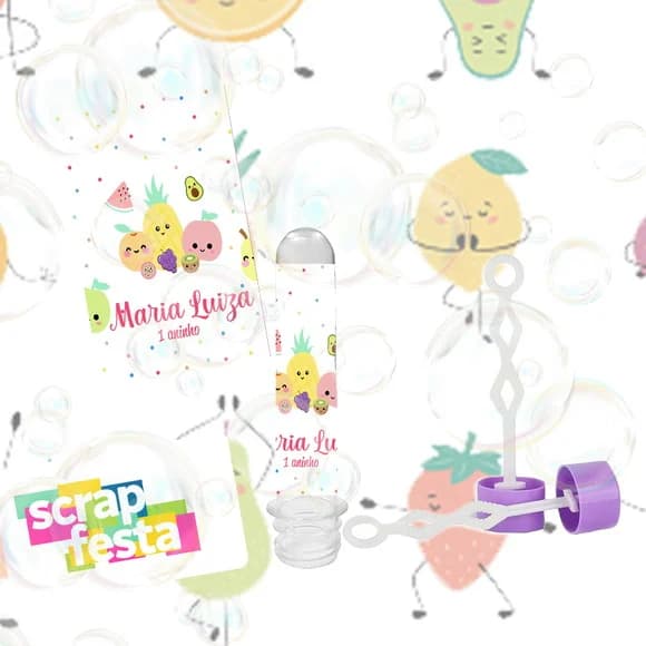 Tubete Bolha de Sabão Personalizado Festa Quitanda