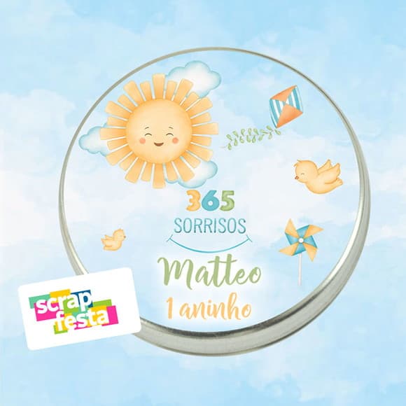 Latinha Personalizada Festa 365 Sorrisos Aquarela