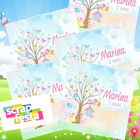Adesivo Personalizado Quadrado 11x11 Jardim Borboletas