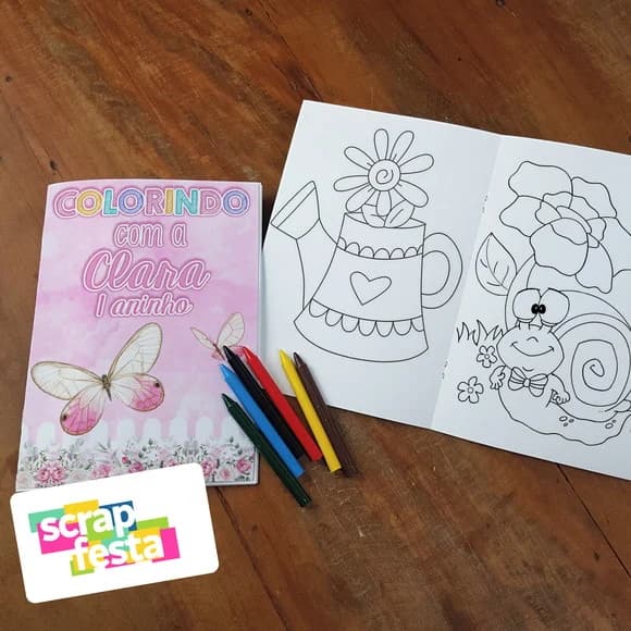 Revista Colorir + Giz de Cera Jardim Encantado Aquarela
