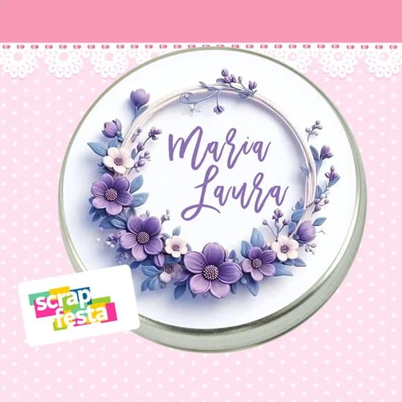 Latinhas Personalizadas Chá de Menina Floral Lilás