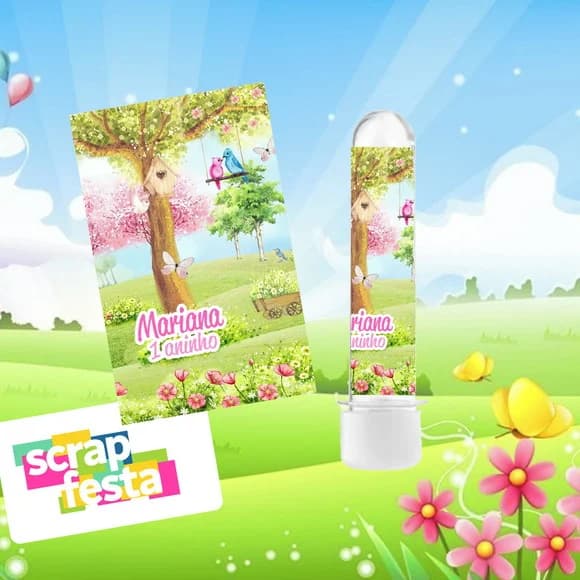 Tubete 13 cm Personalizado Festa Jardim Encantado
