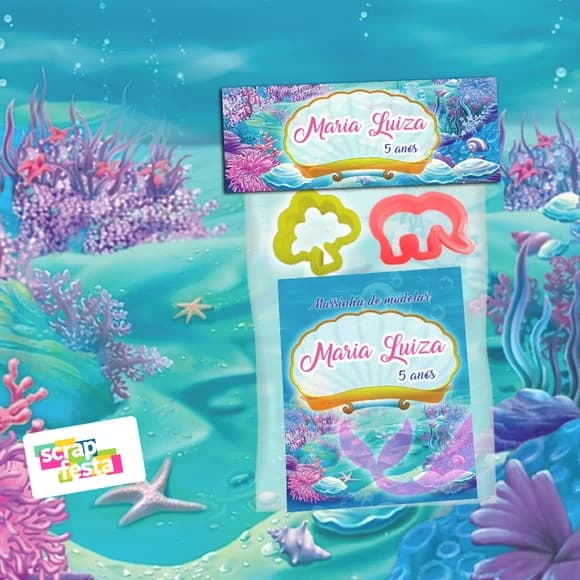 Massinha Personalizada, Saquinho, Lapela, Forminha Sereia
