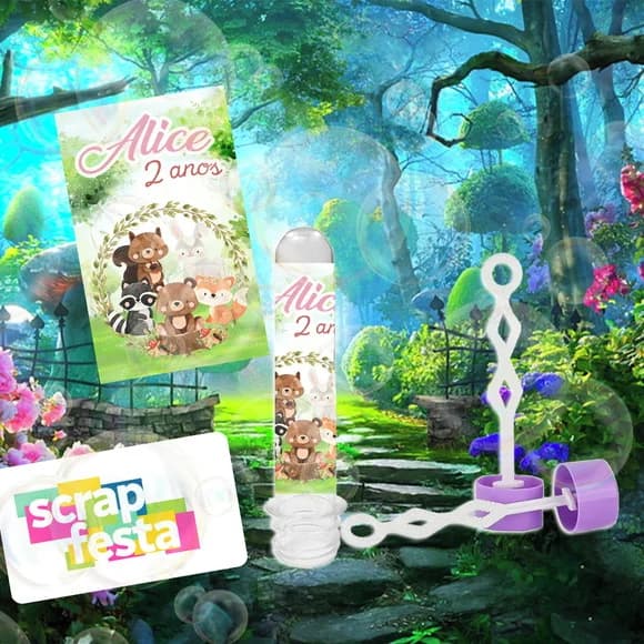 Tubete Bolha de Sabão Festa Floresta Bosque Encantado