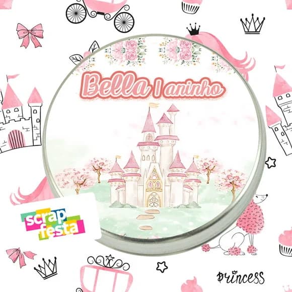 Latinhas Personalizadas Festa Princesas Castelo Aquarela