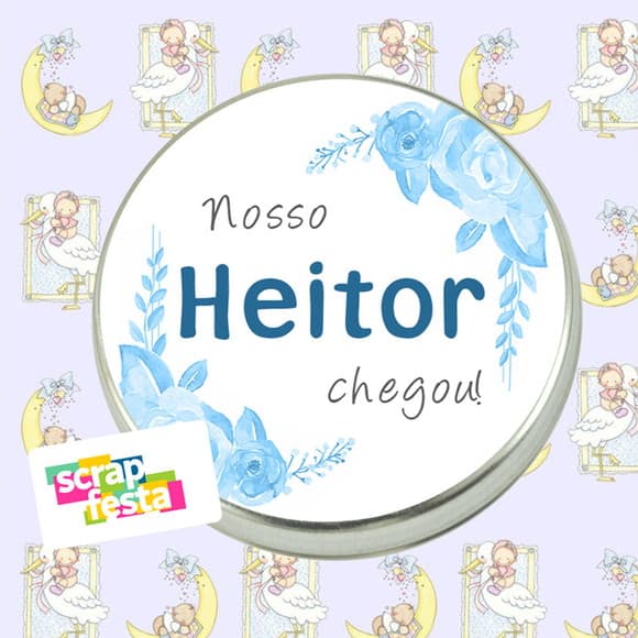 Latinha Maternidade Nascimento Menino Flores Aquarela