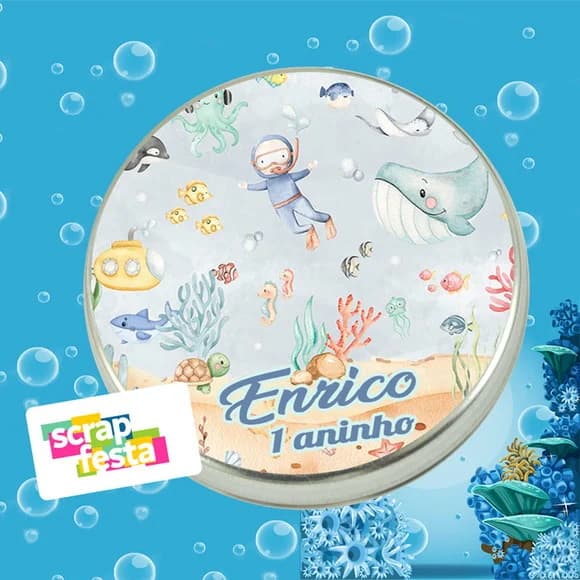 Latinhas Personalizadas Fundo do Mar Aquarela
