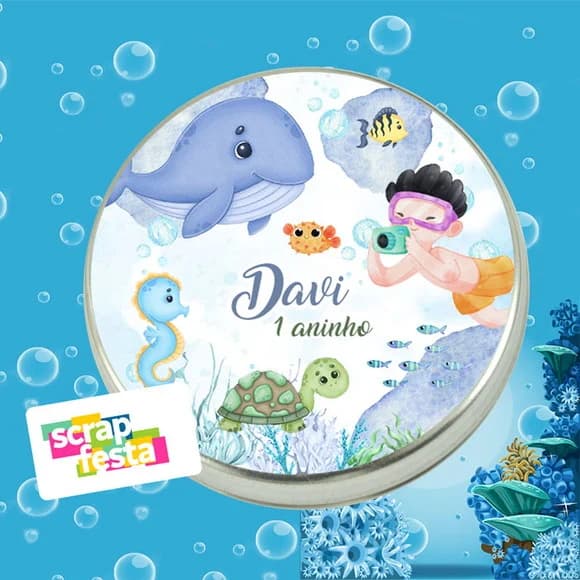 Latinhas Personalizadas Fundo do Mar Aquarela