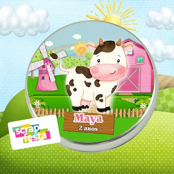 Latinhas Personalizadas Festa Fazendinha Aquarela Vaca