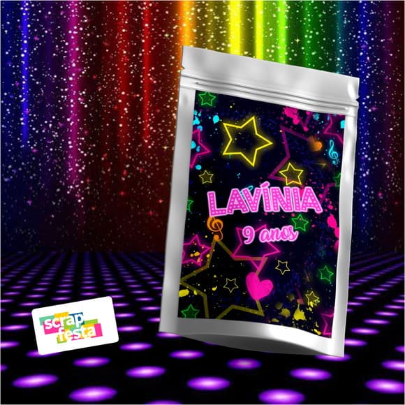Saquinho Metalizado 14x20 Personalizado Festa Balada Neon