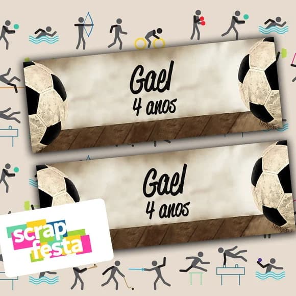 Adesivo Personalizado Retangular 11x4 Festa Futebol