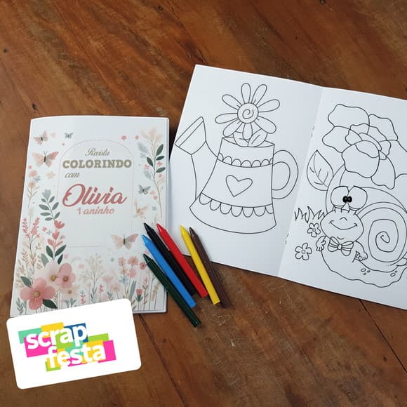 Revista Colorir + Giz de Cera Jardim Encantado
