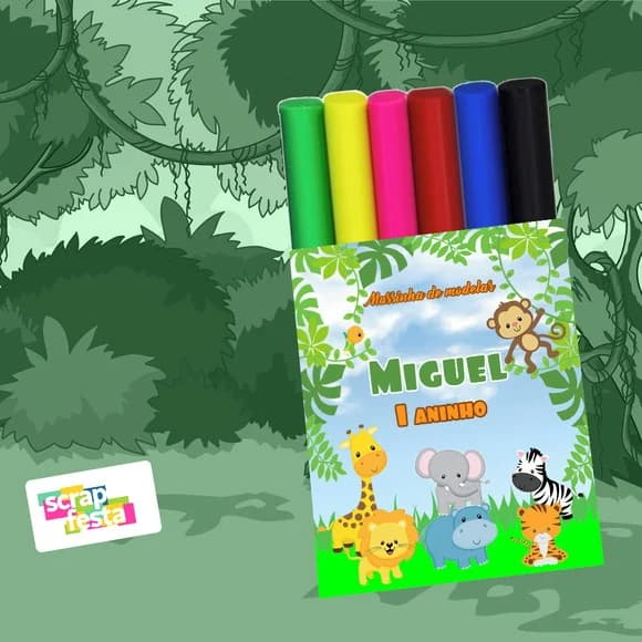 Massinha de Modelar Personalizado Festa Safari