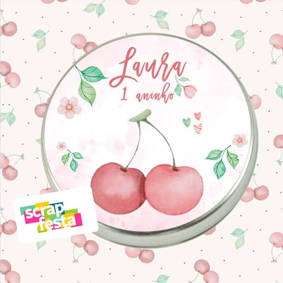 Latinha Personalizada Festa Cerejinha Aquarela