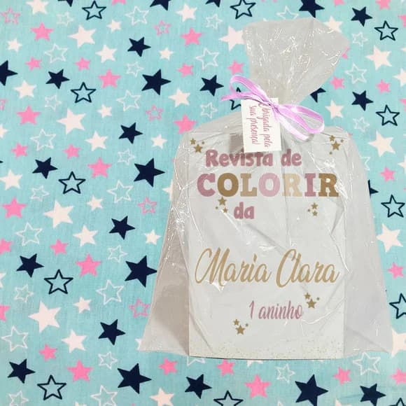 Revista Colorir+saquinho+fitinha+tag Festa Brilha Estrelinha