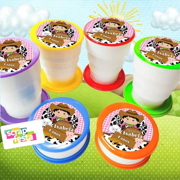 Copo Retrátil Personalizado Festa Fazendinha