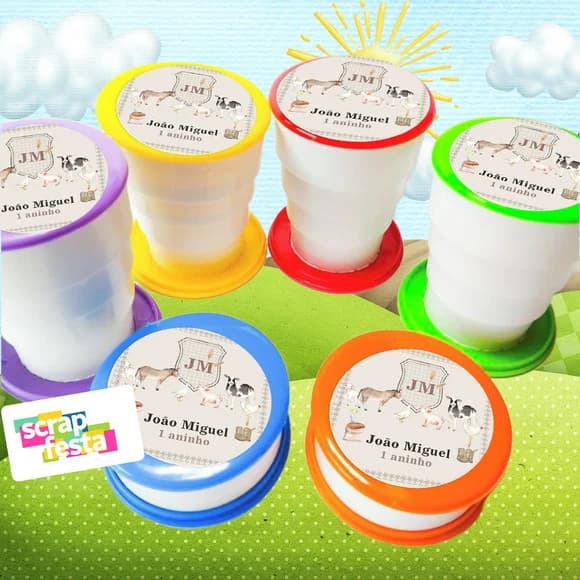 Copo Retrátil Personalizado Festa Fazendinha Aquarela