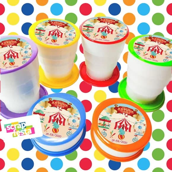 Copo Retrátil Personalizado Festa Circo Vintage