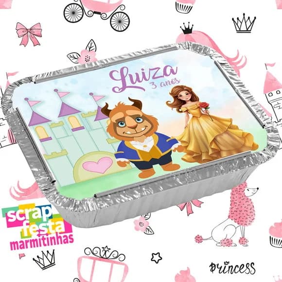 Marmitinha Personalizada Festa a Bela e a Fera
