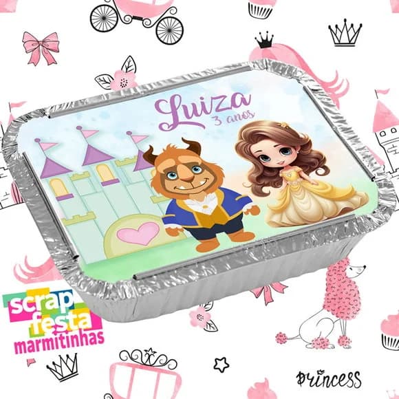 Marmitinha Personalizada Festa a Bela e a Fera