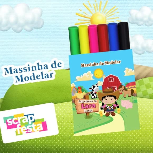 Massinha de Modelar Personalizado Festa Fazendinha