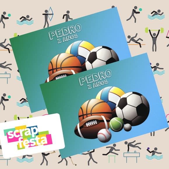 Adesivo Retangular 13x9 Personalizado Festa Esportes