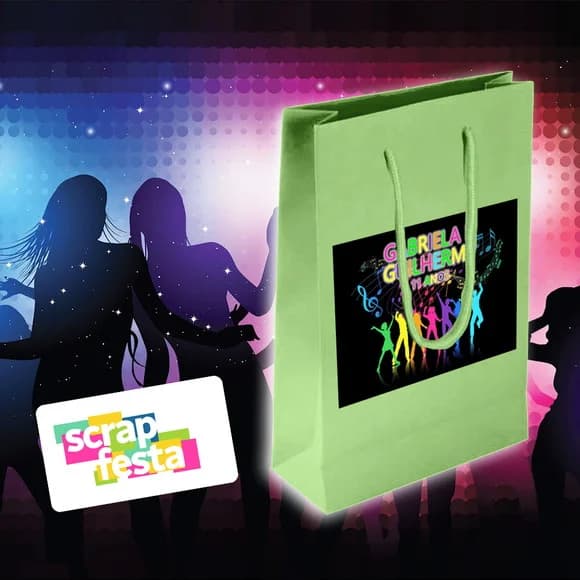 Sacolinha Papel Personalizada Festa Aniversário Balada Neon