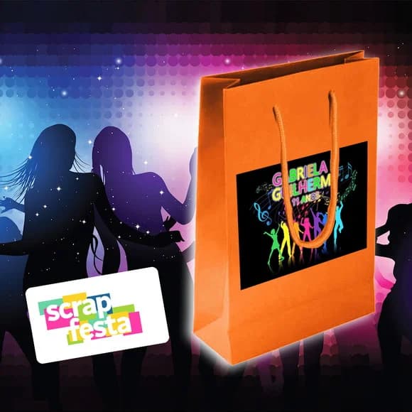 Sacolinha Papel Personalizada Festa Aniversário Balada Neon