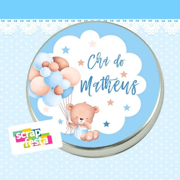 Latinha de Chá de Bebê Latinhas Menino Balão