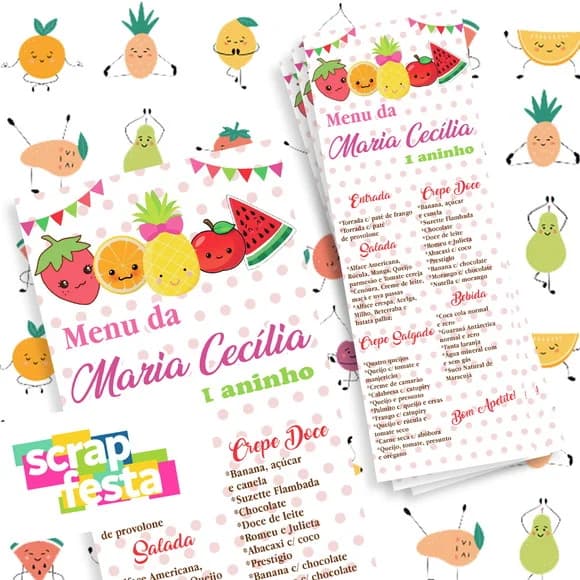 Menu Cardápio Personalizado Festa Quitanda Frutas Hortifrúti