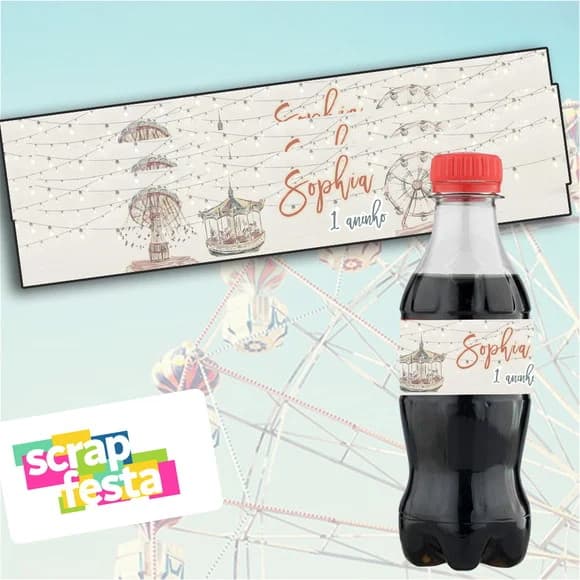 Adesivo Personalizado Mini Coca 19,5x3,5 Parque de Diversão