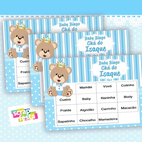 Bingo Festa Chá de Bebê Menino Urso Príncipe