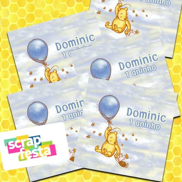 Adesivo Personalizado Quadrado 10x10 Ursinho Pooh Vintage