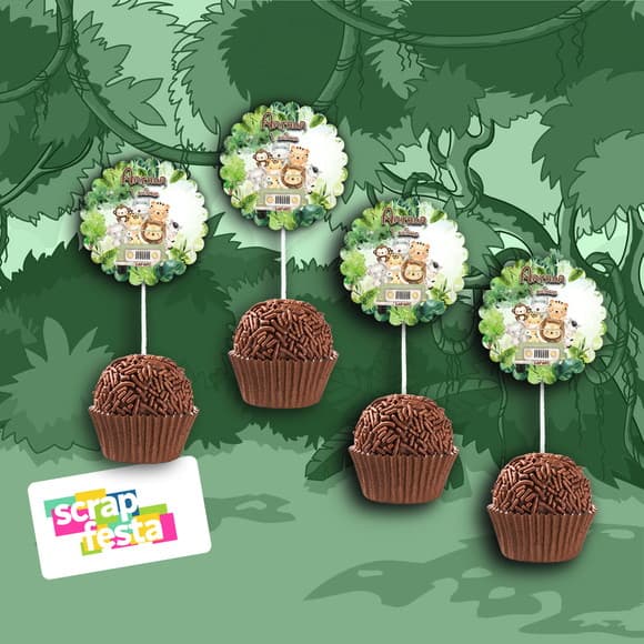Topper Redondo 2,5 cm Escalopado para Docinho Festa Safari