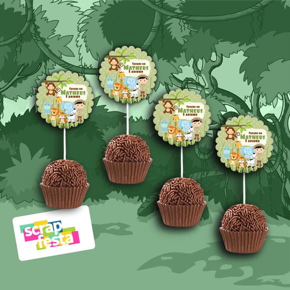 Topper Redondo 2,5cm Escalopado para Docinho Festa Safari