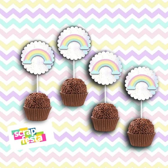 Topper Redondo 2,5cm Escalopado para Docinho Festa Unicórnio