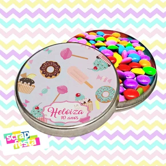 Latinha com Confete Personalizada Festa Confeitaria