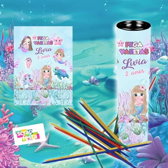 Pega Varetas Personalizado Festa Sereia Aquarela