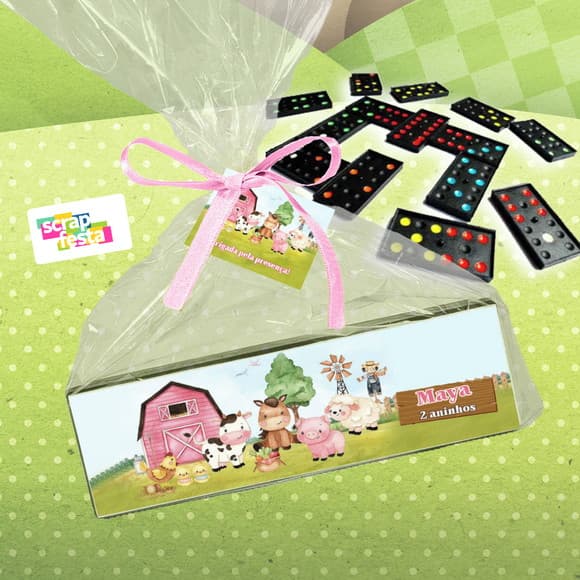 Dominó+embalagem+tag Personalizado Festa Fazendinha Aquarela