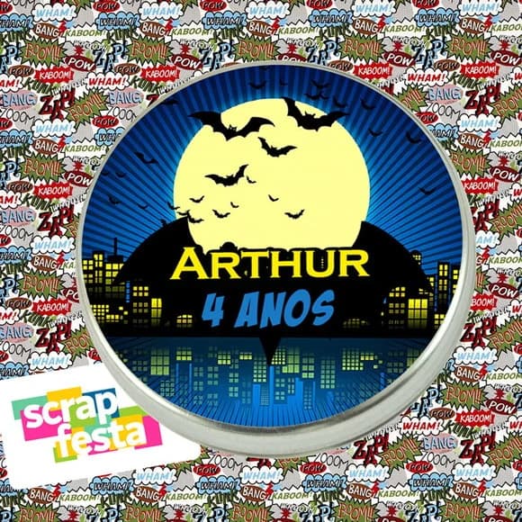 Latinhas Personalizadas 5x1 Festa Super Heróis Morcego