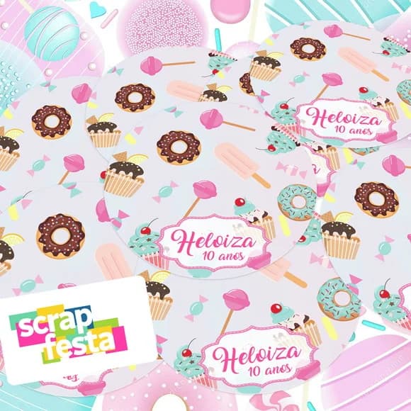 Adesivo 5 cm Redondo Personalizado Confeitaria
