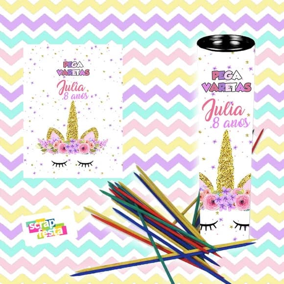 Pega Varetas Personalizado Festa Unicórnio Aquarela