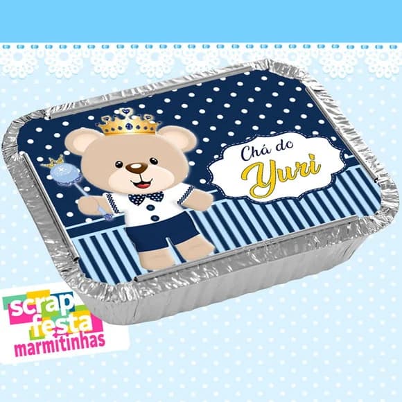 Marmitinha Personalizada Chá de Menino Urso Príncipe