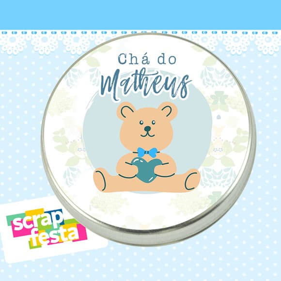 Latinha Personalizada Festa Chá de Bebê Menino Urso