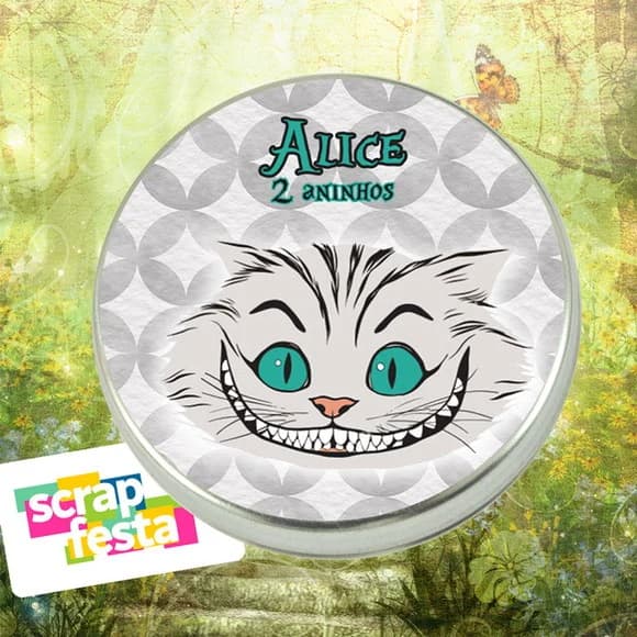 Latinha Personalizada Gato de Cheshire Alice