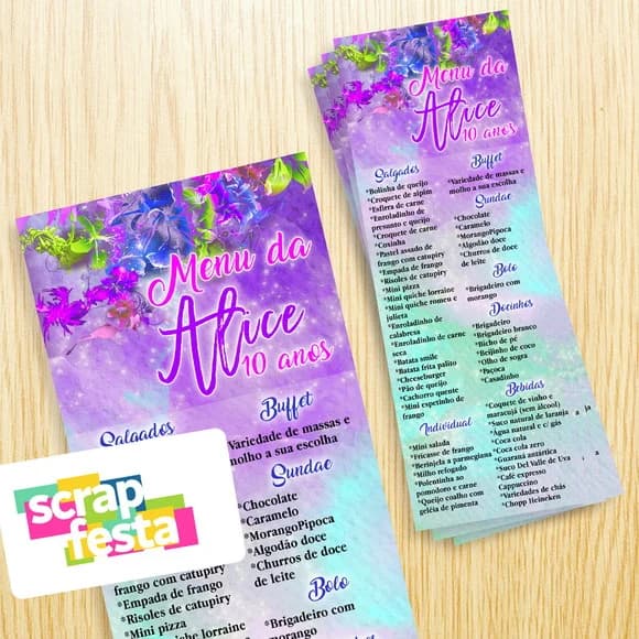 Menu Cardápio Personalizado Festa Neon Aniversário