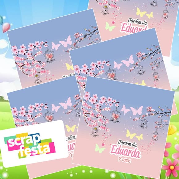 Adesivo Personalizado Quadrado 10x10 Jardim Borboletas