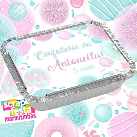 Marmitinha Personalizada Festa Confeitaria Aquarela