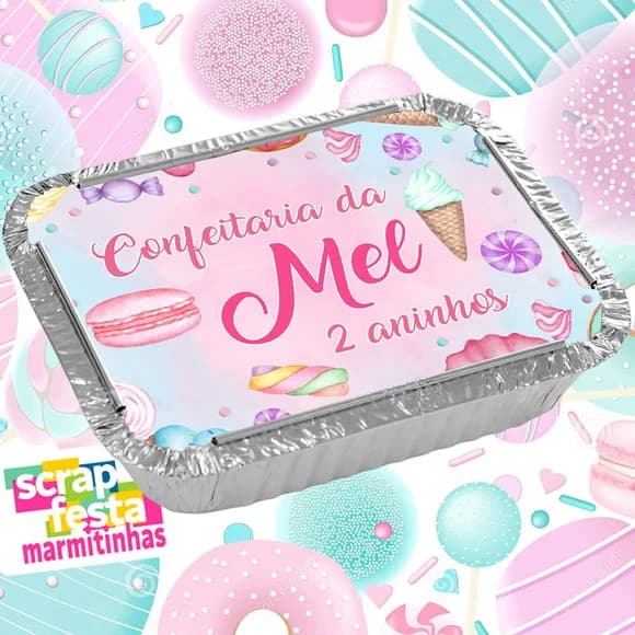 Marmitinha Personalizada Festa Confeitaria Aquarela