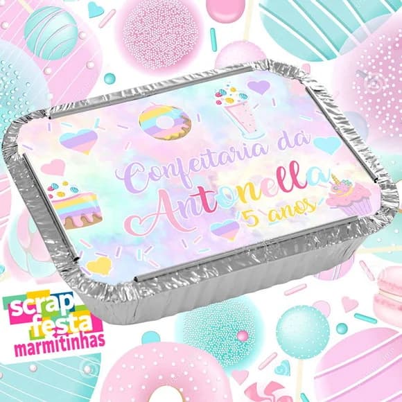 Marmitinha Personalizada Festa Confeitaria Aquarela